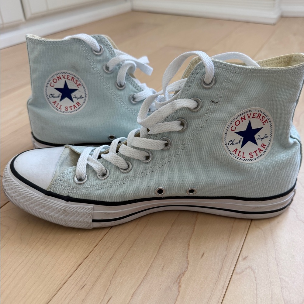 Converse High Top Sneakers - Mint Green & White - Picture 1 of 9